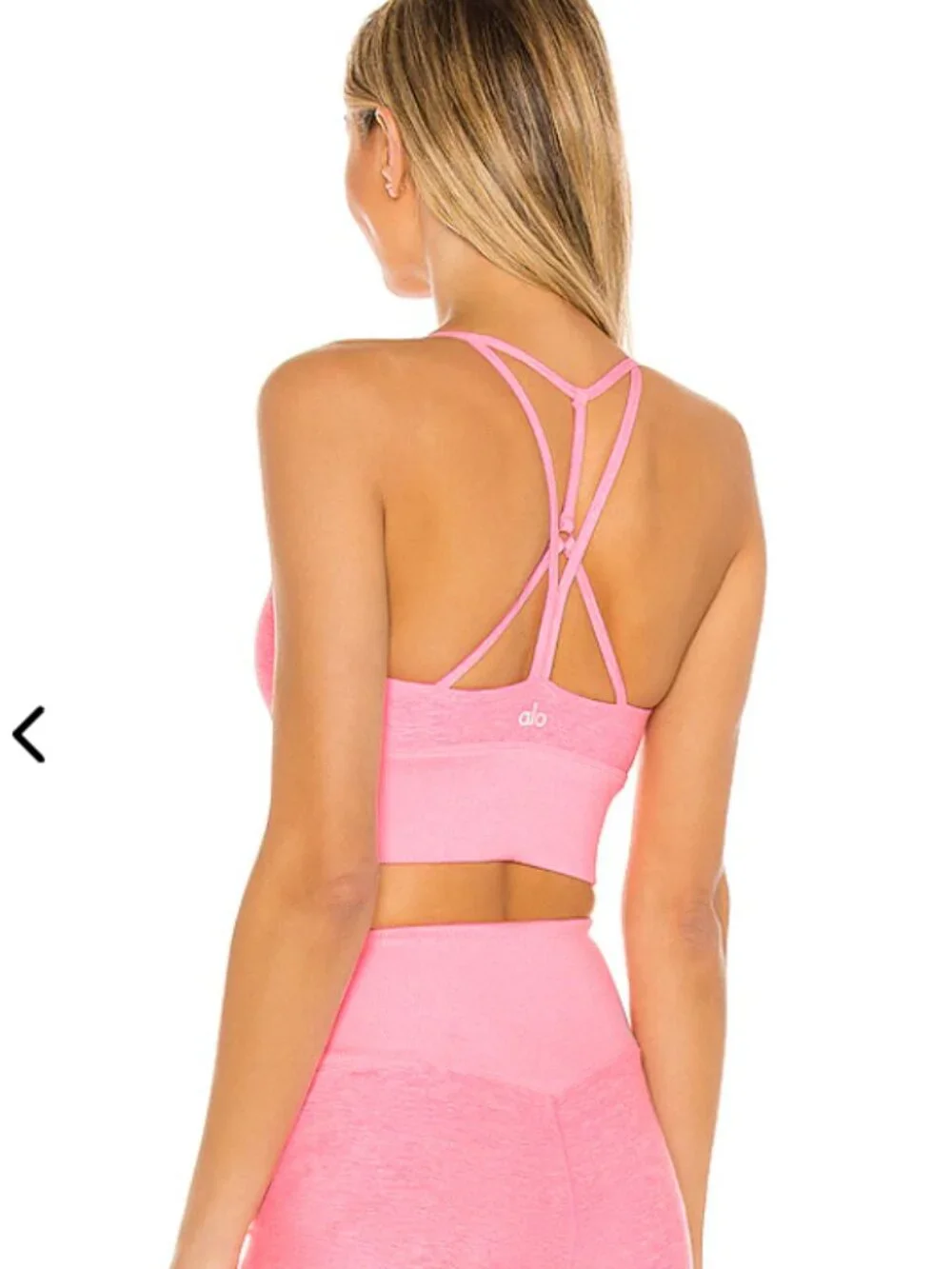 ALO YOGA Alosoft Lavish Sports Bra Macaron Pink Heather Size Small